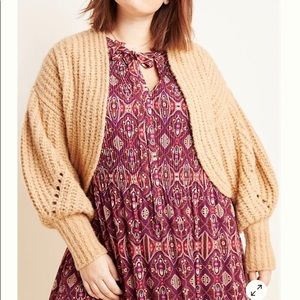 Anthropologie Rae Cropped Shrug Cardigan Size XL